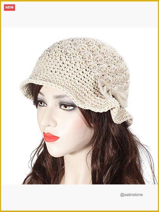 Crochet Bucket Hat Handmade Cotton Knit Cloche Bowler Hat